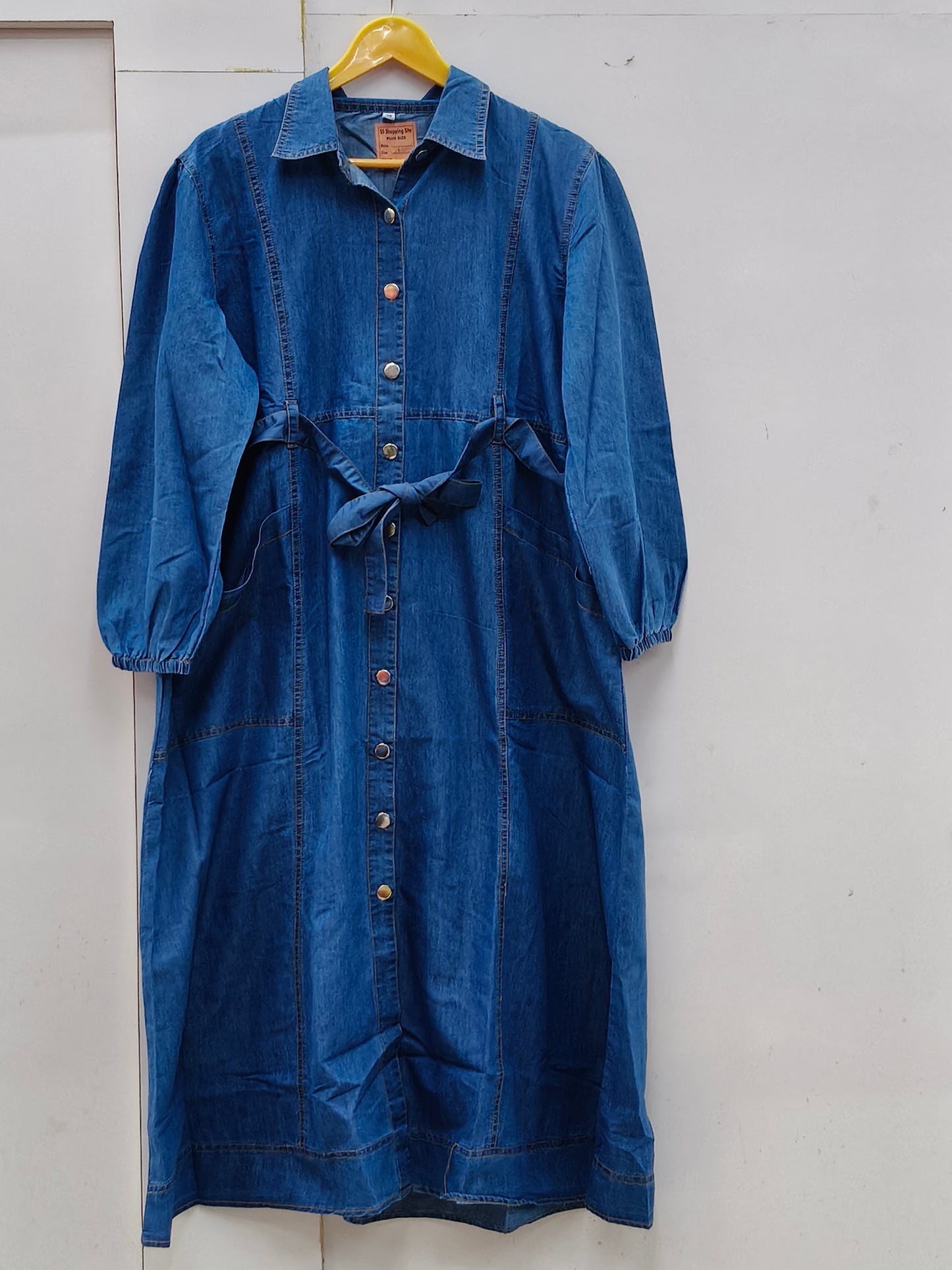 Ruffled Sleeve Denim Dress (4xl)