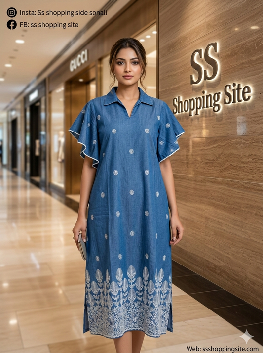 Embroidery Denim Dress (6xl)