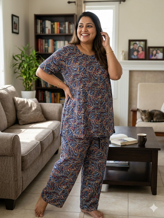 Free flow cotton kurti s plazo set