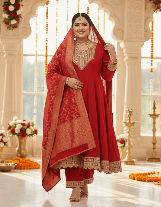 Anarkali Suit With Banarasi Dupatta