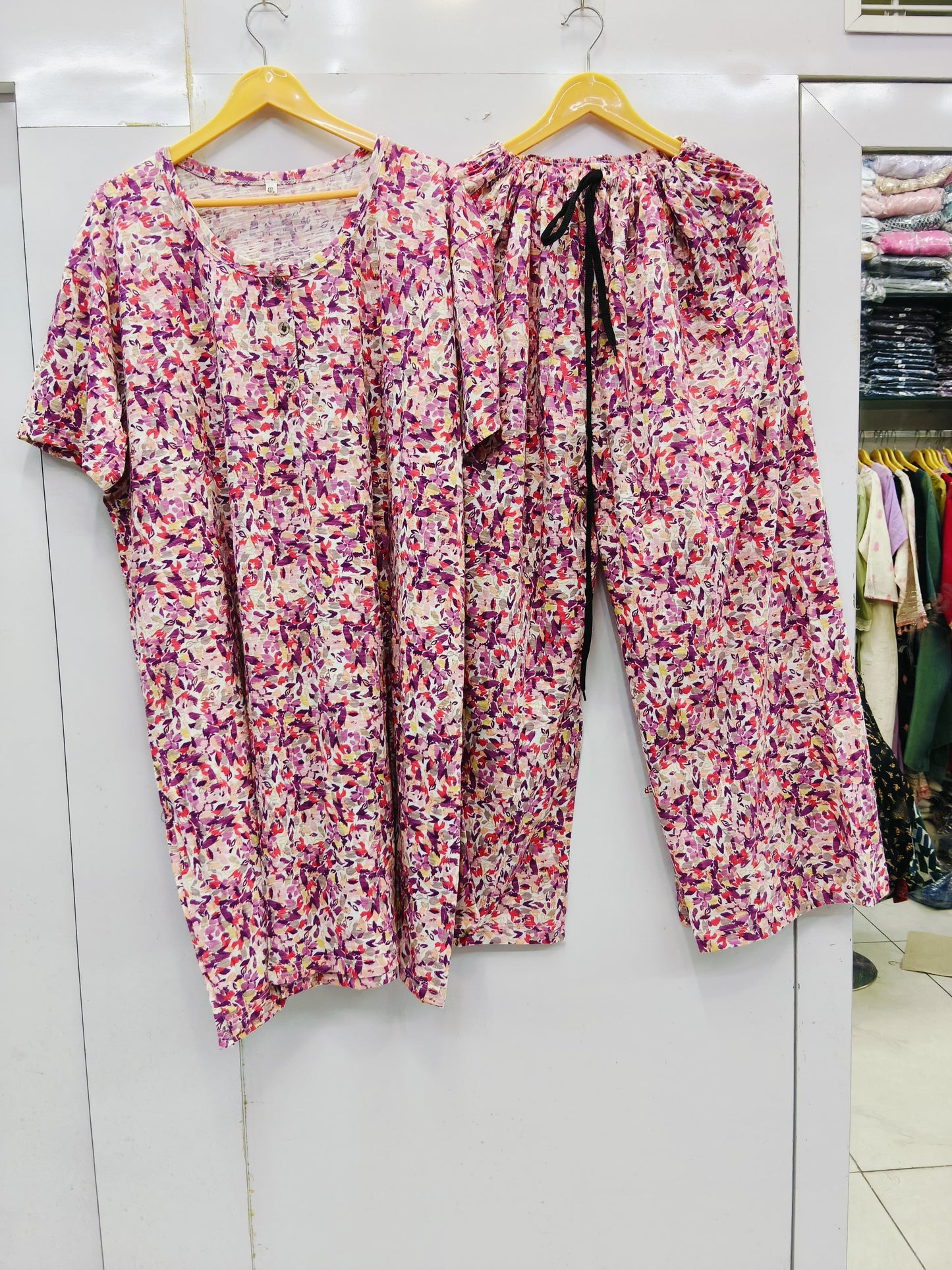 Free flow cotton kurti s plazo set
