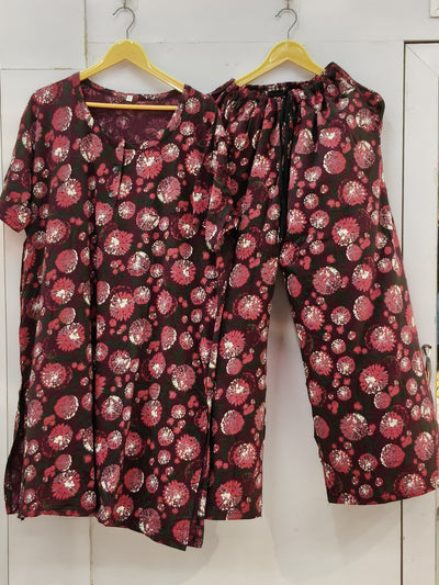 Free flow cotton kurti s plazo set