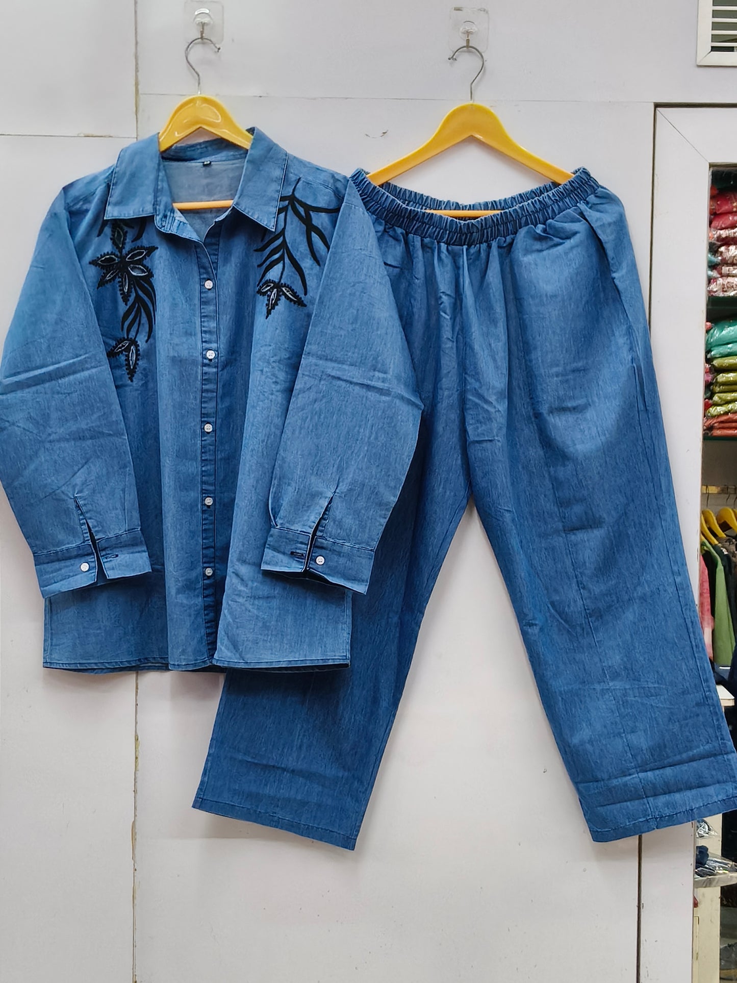 Denim Cut-Flower Co-ord Set