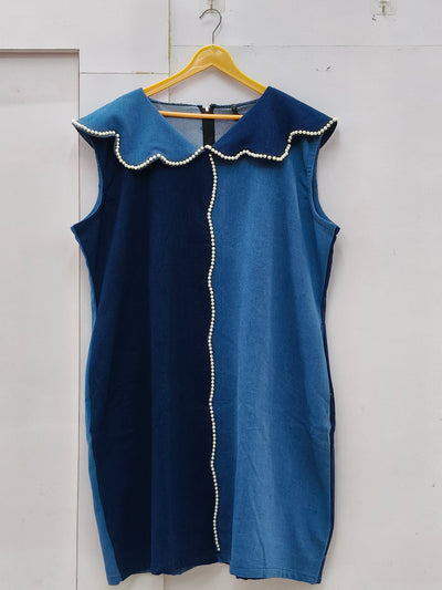 Sleeveless Dual Tone Denim Dress (6xl)