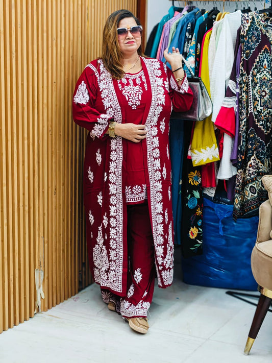 HANDWORK LAKHNAVI SHRUG SET