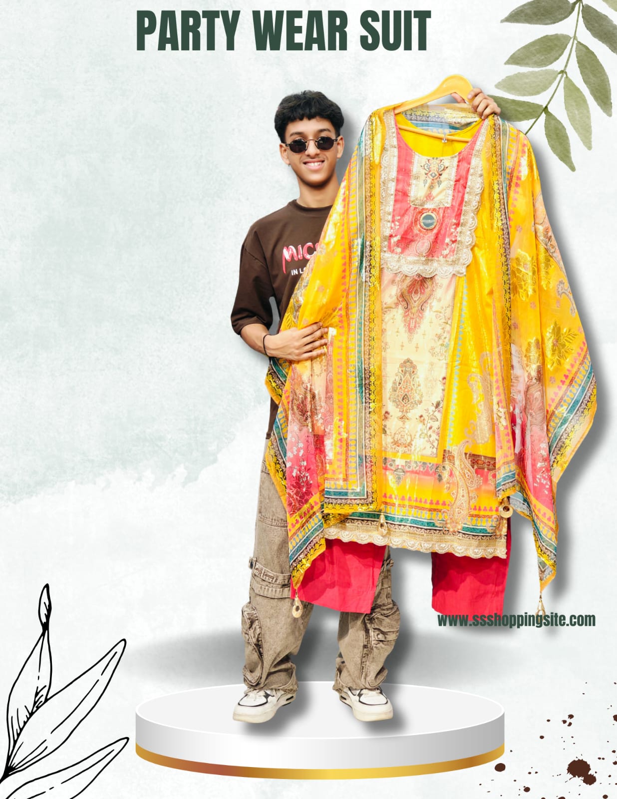 Digital Print Handwork Suit