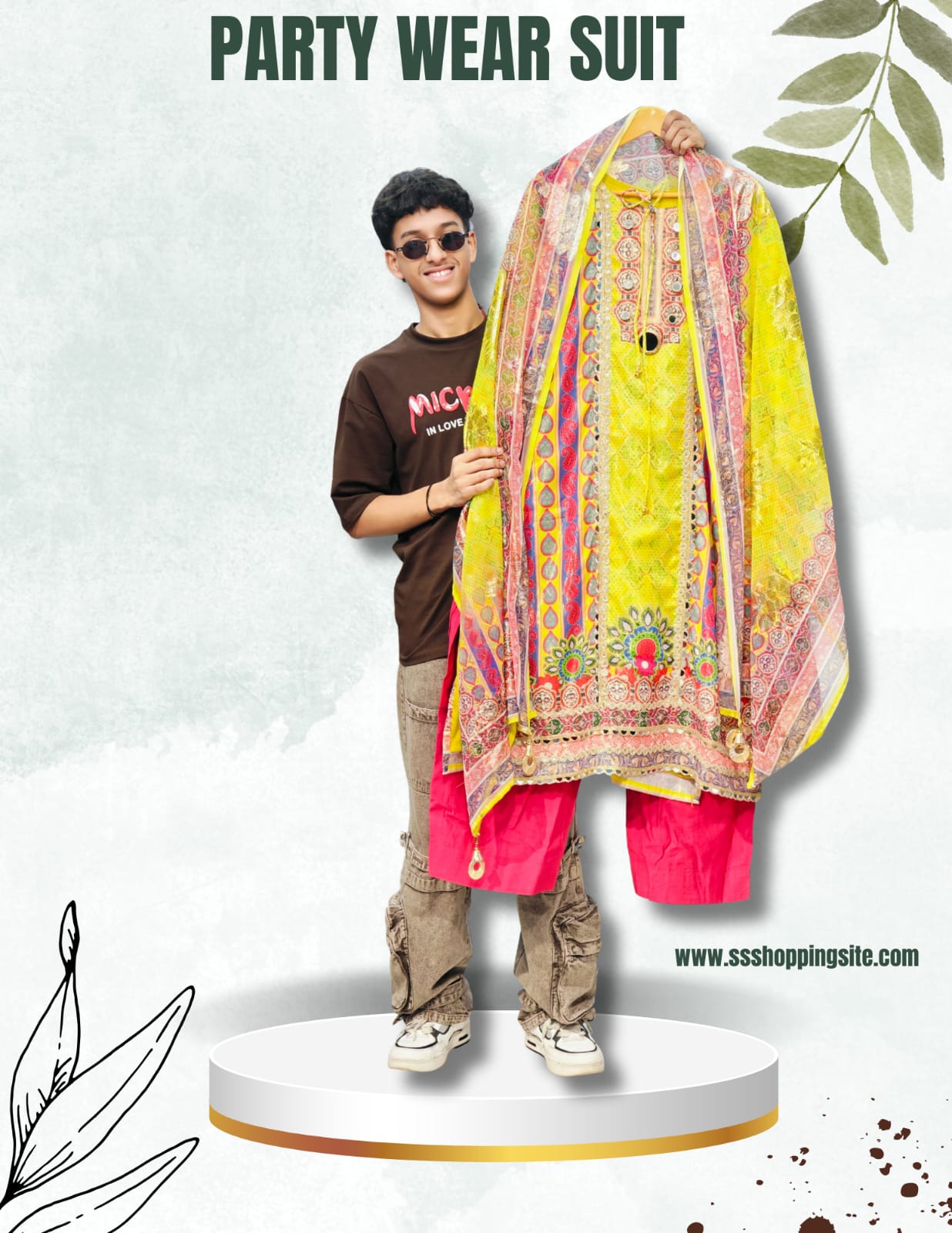 Digital Print Handwork Suit